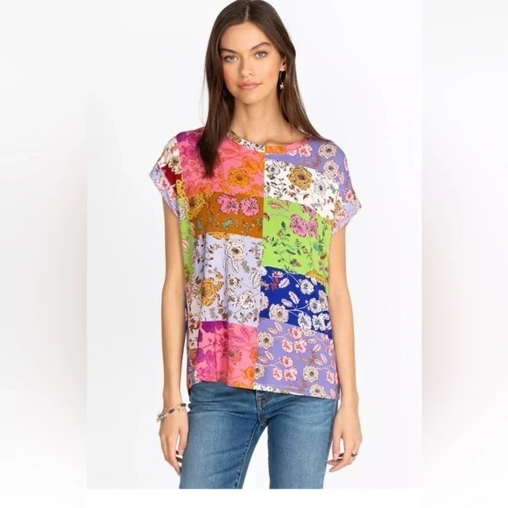 Johnny Was colorful short sleeve top size XS